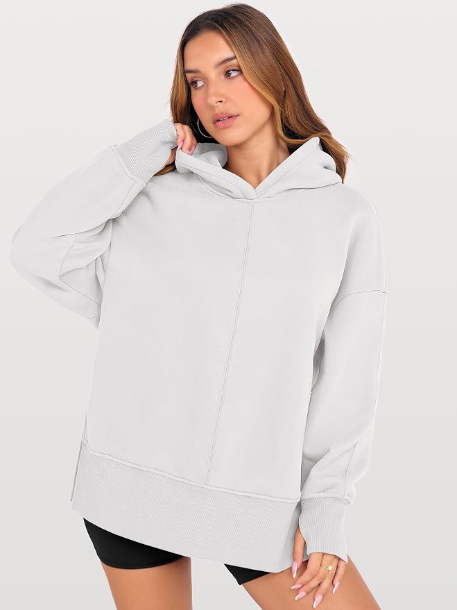 ANRABESS Womens Oversized Hoodies Long Sleeve Fleece Side Slit Hooded Sweatshirts Pullover 2026 Fall Outfits Y2K Clothes