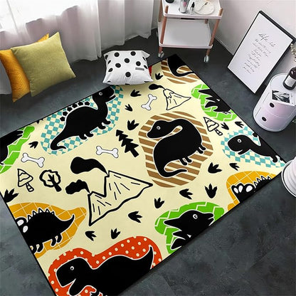 Dinosaur Rugs for Boys Bedroom - Kids Bedroom Rug Dinosaur Pattern Area Rug Kids Play Rugs for Boys Dinosaur Bedroom Decor for Boys Colorful Dinosaur Print Area Rug Kids Rugs for Bedroom,4'5''×6'