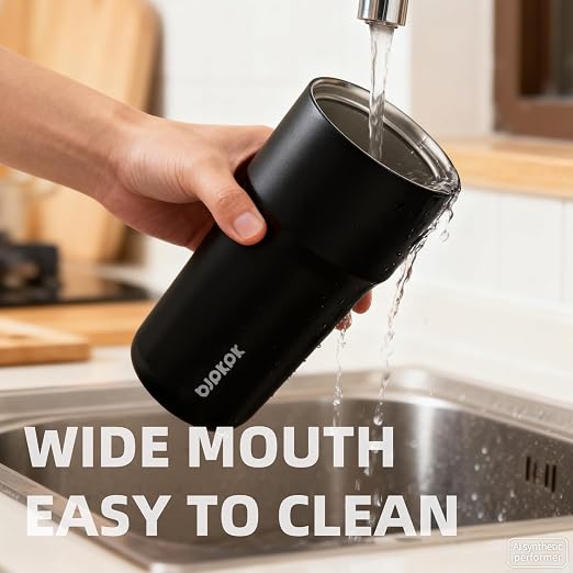 BJPKPK 20oz Spill Proof Coffee Tumbler, Insulated Stainless Steel Cup | Double Wall Vacuum, Leakproof Lid, Keeps Hot/Cold/Iced, BPA Free, Dishwasher Safe, Cupholder, Travel, Black