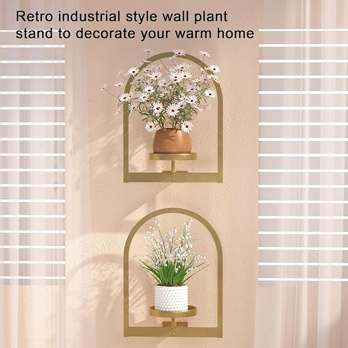 Wall Plant Holder, Wall Planter for Indoor Plants, Window Plant shelves for Multiple Plants Indoor Outdoor, Framed Plant Holder for Home Decor (3 Pack)