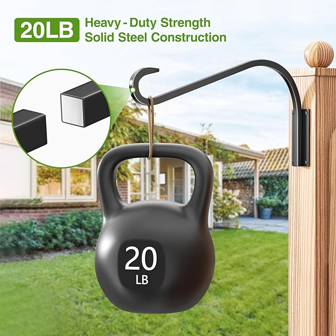 16 Inch 2 Pack Plant Hangers for Indoor/Outdoor Wall Mount - Heavy Duty Hanging Plant Holder & Bird Feeder Hooks, Decorative Black Metal Wall Hangers for Plants, Flower Baskets