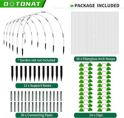 8FT Garden Hoops Grow Tunnel Kit - Rust-Free Fiberglass Frame for Raised Beds, 36pcs - DIY Plant Support for Garden Netting, Row Covers, and Greenhouse Protection