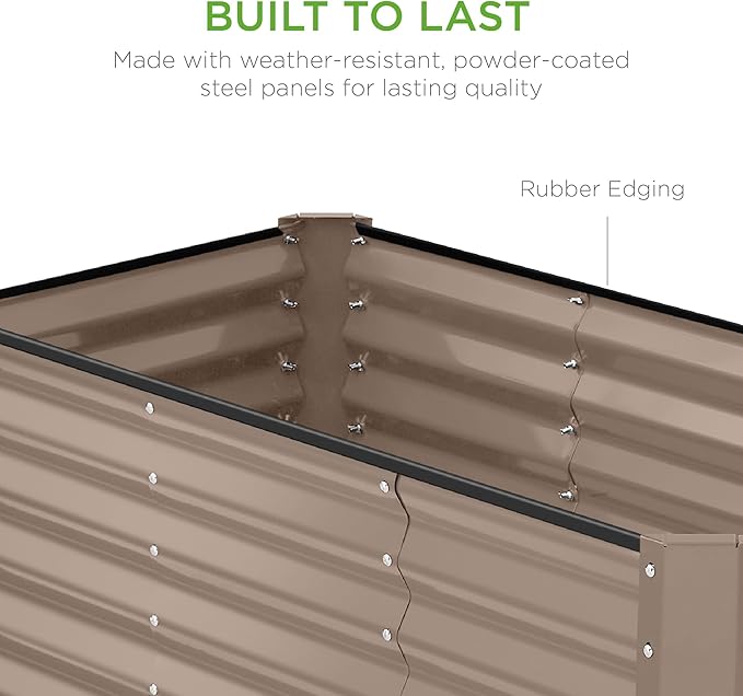 Best Choice Products 4x2x2ft Outdoor Metal Raised Garden Bed, Deep Root Planter Box for Vegetables, Flowers, Herbs, and Succulents w/ 119 Gallon Capacity - Taupe