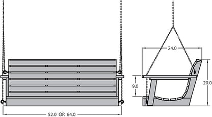 Highwood Weatherly Porch Swing, 4 Feet, Coastal Teak