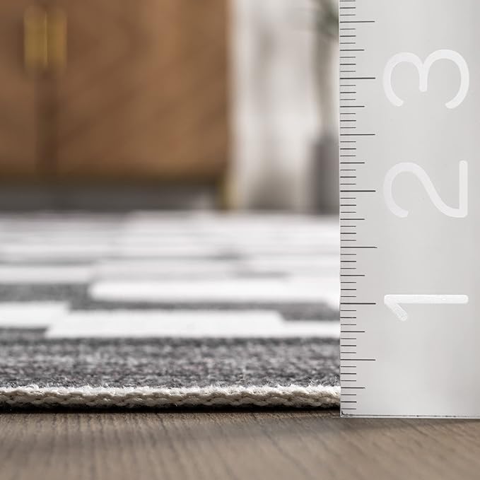 nuLOOM Tamera Modern Diamonds Machine Washable Ultra Thin Area Rug, 4' x 6', Grey