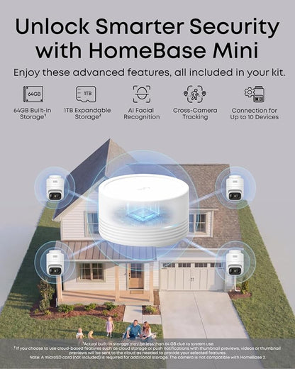 eufy Security eufyCam C37 4-Cam Kit, 360° Pan&Tilt Auto tracking, Security Cameras Wireless Outdoor, 2K Solar Powered, Human/Vehicle/Pet/Face AI Detection, No Subscription, Built-in 64GB Local Storage