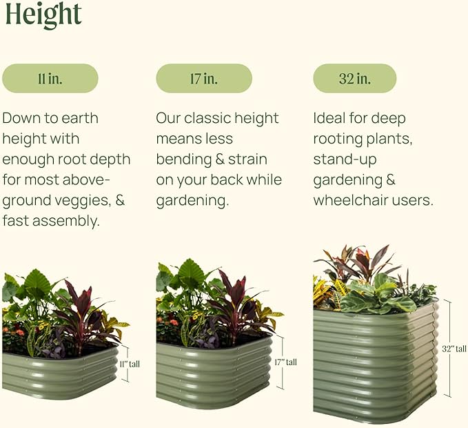 Vego garden 11" Tall 42" Round Raised Garden Bed Metal Raised Bed Planter Box for Vegetables Flowers Patio, Pearl White
