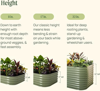 Vego garden 11" Tall 42" Round Raised Garden Bed Metal Raised Bed Planter Box for Vegetables Flowers Patio, Pearl White