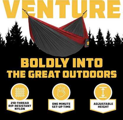 Wise Owl Outfitters Camping Hammock – 500lbs Portable Hammock with Tree Straps - Travel, Backpacking, Hiking, Outdoors Camping Gear - Single or Double