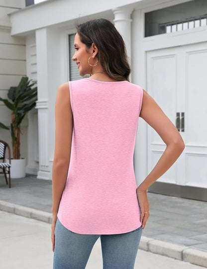 Zeagoo Tank Top for Women V Neck Loose Fit Sleeveless Summer Tops Business Casual Outfits Dressy Blouses Shirts
