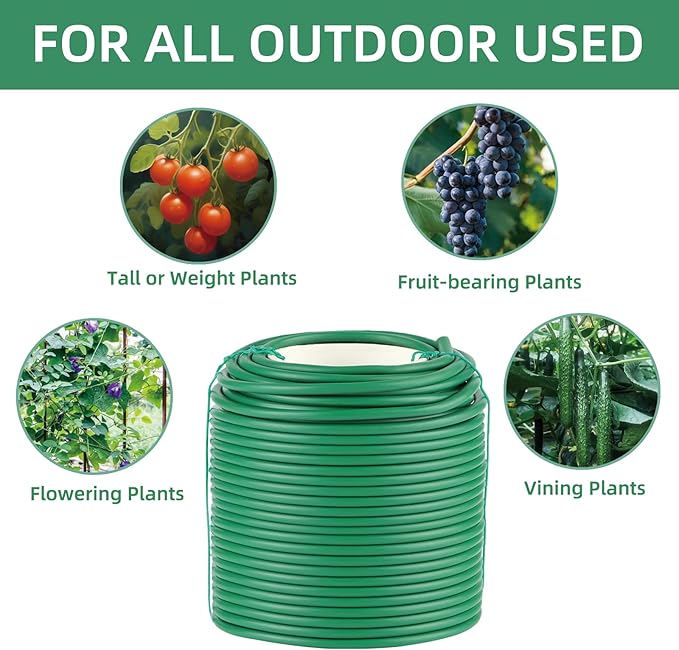 Soft Plant Ties, 164ft Garden Wire, 3.5mm Flexible Garden Ties for Climbing Plants, Tomato, Vines Plant, Flowers, Roses Plant Support