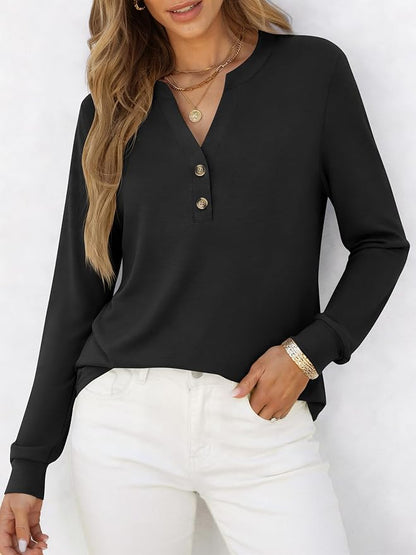 ANRABESS Women's Long Sleeve Shirts 2026 Spring Fashion Dressy Casual Tops Trendy Henley Blouses Cute Work Outfits Clothes