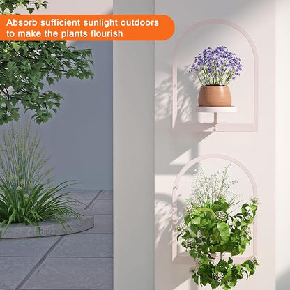 Wall Plant Holder, Wall Planter for Indoor Plants, Window Plant shelves for Multiple Plants Indoor Outdoor, Framed Plant Holder for Home Decor (3 Pack)