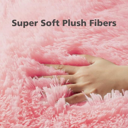 Ophanie 4x6 Pink Rugs for Bedroom Girls, Machine Washable Fluffy Shaggy Soft Cute Area Rug, Non-Slip Indoor Floor Carpet for Living Room, Kids Baby Teen Dorm Home Decor Aesthetic, Nursery