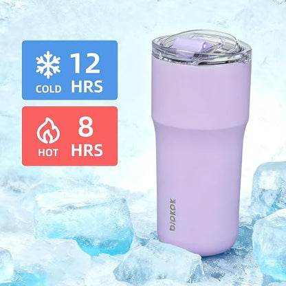 BJPKPK 24 oz Coffee Tumbler, Insulated Stainless Steel Travel Cup | Double Wall Vacuum, Leak Proof Lid, Keeps Hot/Cold/Iced, BPA Free, Dishwasher Safe, Cupholder, Pink