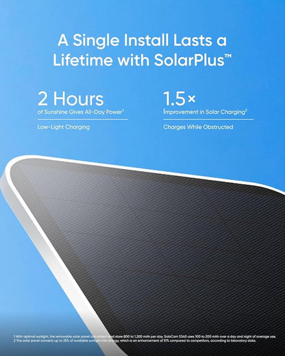 eufy Security 3K Dual Camera, SoloCam S340, Solar Security Cameras Wireless Outdoor, Cameras for Home Security, 360°Coverage, Pan & Tilt, No Blind Spots, No Monthly Fee, Built-in 8GB
