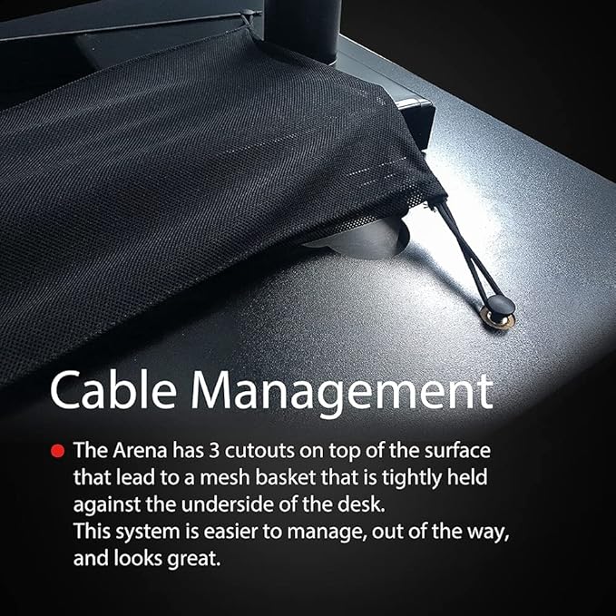 Arozzi Arena Ultrawide Curved Gaming and Office Desk with Full Surface Water Resistant Desk Mat with 3 Custom Monitor Mount Cut Outs and Under The Desk Cable Management Netting - Gunmetal