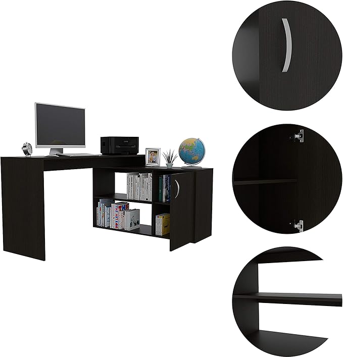 NicBex Kimberly-DW-00041-LWJ Home Office Desks, 45.86"x59.64"x30.11", Black