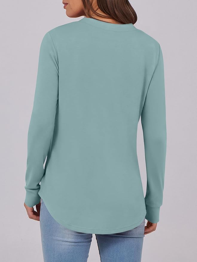 ANRABESS Women's Long Sleeve Shirts 2026 Spring Fashion Dressy Casual Tops Trendy Henley Blouses Cute Work Outfits Clothes