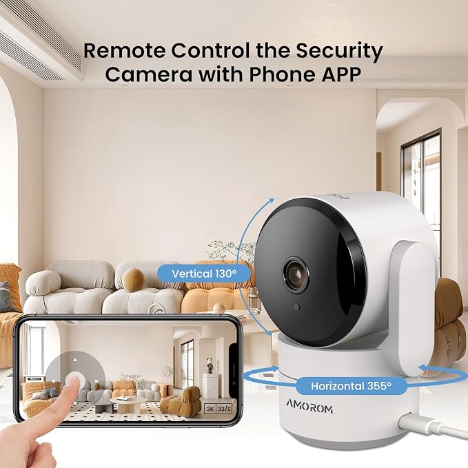 AMOROM Indoor Camera, AI Security Camera for Baby/Elderly/Pet Monitoring | AI Smart Detection & Alarm, 2-way Audio, Night Vision, 2.4G WiFi Control, Cloud & SD Card Storage, Alexa Assistant, 4 Pack