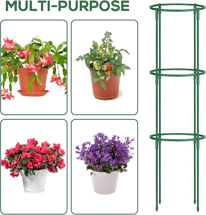 24 Pcs Plant Support Stakes, Half Round Plant Support for Indoor Plants, Stackable Garden Flower Support, Plant Stakes for Tomato, Monstera, Peony, Hydrangea Climbing Plants (6.2 "Wide X 11.6" High)