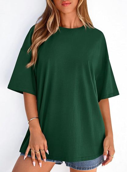 PRETTYGARDEN Womens 2026 Spring Going Out Tops Casual Short Sleeve Crewneck Loose Fit Basic Oversized T Shirts Summer Outfits