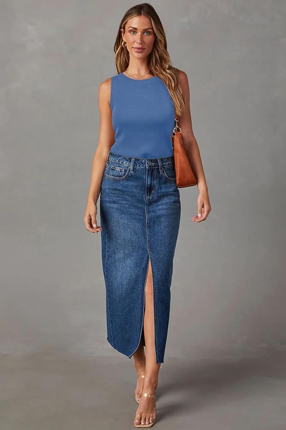 Arach&Cloz Women's Wool Blend Sweaters Non See Through Summer Business Casual Tank 2026