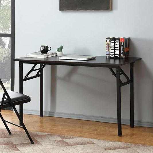 SogesGame Computer Desk, 55 Inch Modern Simple Style Folding Tables, Home Office Writing Desk, Space Saving Foldable Table, No Install Needed, Black