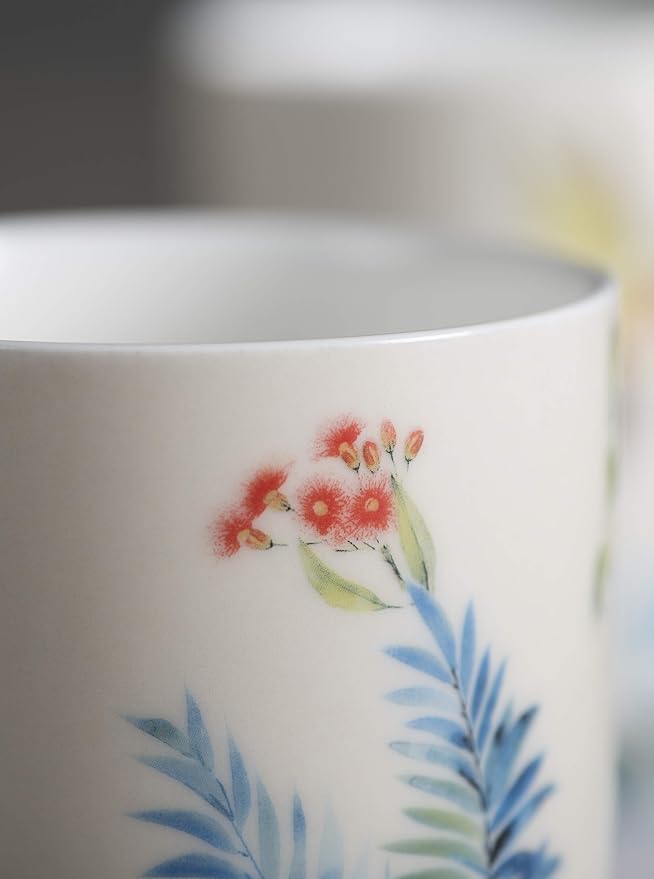 Maison d' Hermine Coffee Mug with Handles Tea Cups (15 Ounce, Pack of 2) | Fine Bone China Coffee Mugs for Hot Beverages Cappuccino Latte Home Restaurant Hotel Spring Summer -Tropiques
