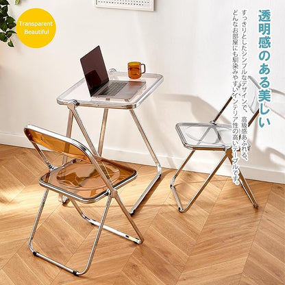 KAIHAOWIN Folding TV Tray Table- Acrylic Foldable Desk No Assembly Required Tiny Desk for Home Office Side Table Small Computer Desk for Small Spaces-Black