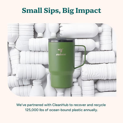 REDUCE Hot1 18 oz Hot1 Stainless Steel Insulated Mug with Temperature Adjusting Lid - Dual-Wall Vacuum, Cupholder Friendly - Keeps Drinks Hot for 6 Hours - Ideal for Coffee, Tea & Other - Baked Clay