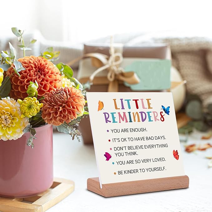 TIKTREE TIKTREE Inspirational Gifts For Women, Cheer Up Gifts for Women, Gifts for College Girls, Positive Home Office Sign With Wooden Stand for Home Office Desk Decorative Signs Plaques