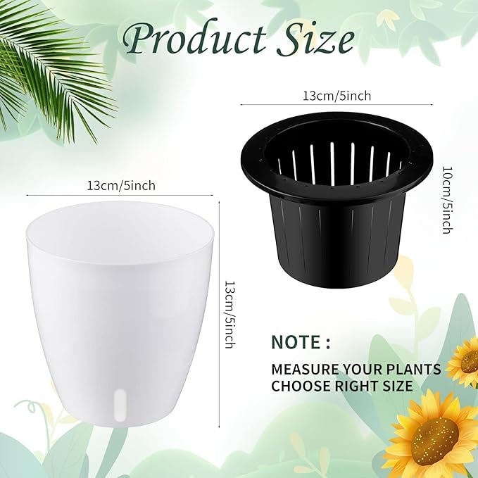 Eccliy 14 Pieces 5 Inch Indoor Plant Pots Self Watering Planters with Drainage Holes Plastic Flower Pots with Water Indicator White Violet Pots for Indoor Outdoor Garden Home Office Decor