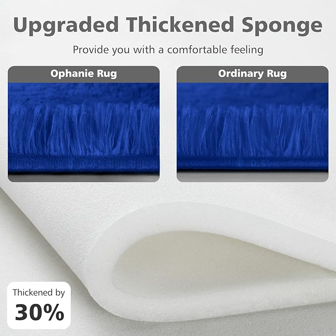 Ophanie Machine Washable Upgrade 4x6 Blue Rugs for bedroom, Dark Blue Fluffy Shaggy Soft carpet, Navy Indoor Floor Carpet for Kids Baby Boys Teen Dorm Room, Nursery,Home Decor Aesthetic