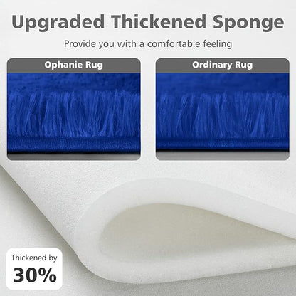 Ophanie Machine Washable Upgrade 4x6 Blue Rugs for bedroom, Dark Blue Fluffy Shaggy Soft carpet, Navy Indoor Floor Carpet for Kids Baby Boys Teen Dorm Room, Nursery,Home Decor Aesthetic