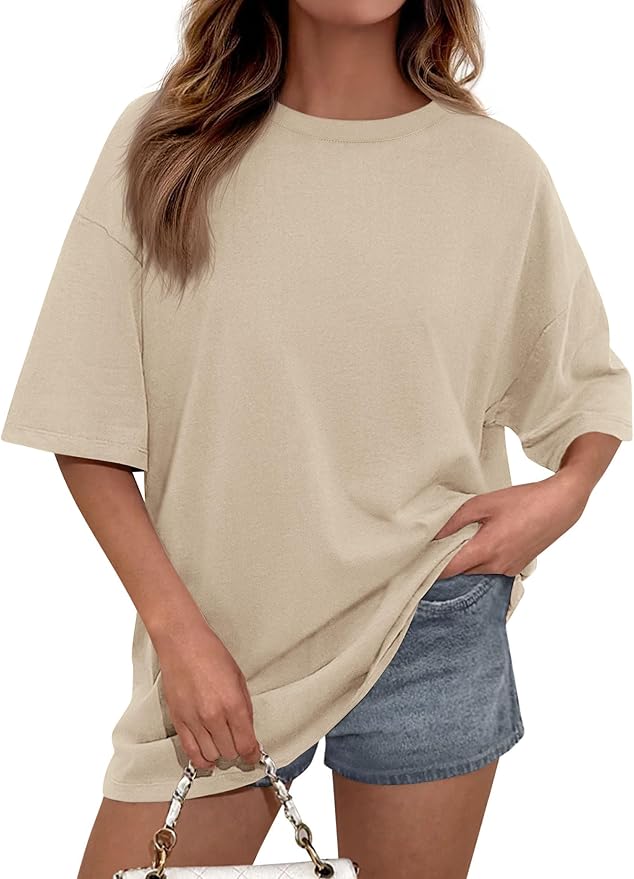 PRETTYGARDEN Womens 2026 Spring Going Out Tops Casual Short Sleeve Crewneck Loose Fit Basic Oversized T Shirts Summer Outfits