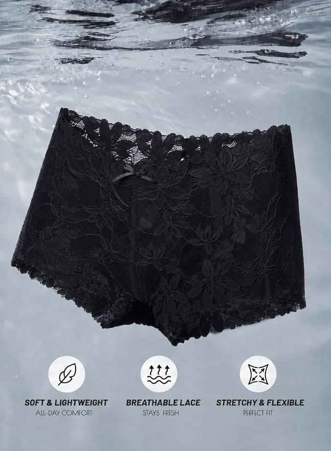 Take Talk Sexy Lace Underwear Panties Lingerie Gift for Women Wife 5 Pack Soft Cheeky Boy shorts Plus Size Underwear Women