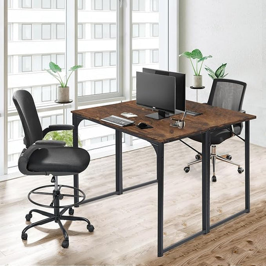 FurnitureR 31.5" Home Office Table Simple Style Computer Desk Laptop PC Writing Table Sturdy Metal Frames for Study Room, Rustic Brown