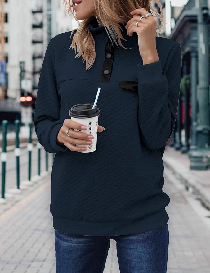 BTFBM Women Fashion Quilted Pattern Lightweight Zipper Long Sleeve Plain Casual Ladies Sweatshirts Pullovers Shirts Tops