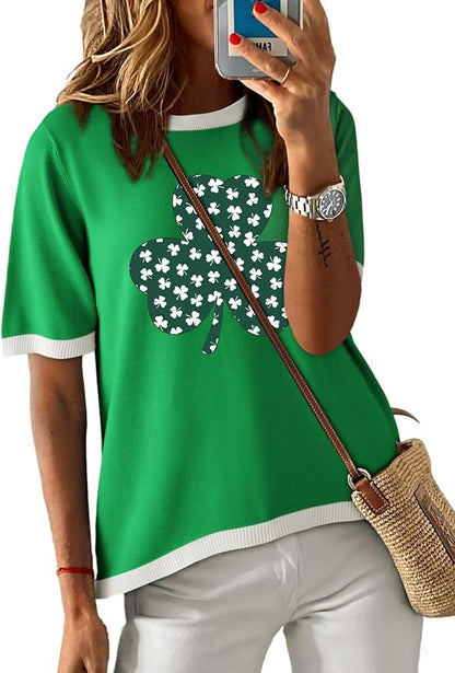 Dokotoo Womens Tops 2026 Casual Summer Crewneck Short Sleeve Striped Color Block Knit High Low Trendy Pullover Sweaters