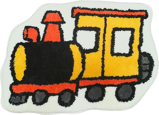 Bedroom or Bathroom Rug for kids - 24x16 in; 100% Soft Microfiber Kids Bathroom Mat; Decorative Kids Area Rug, for Boys Girls Kids, 18x24 Inches (Locomotive)
