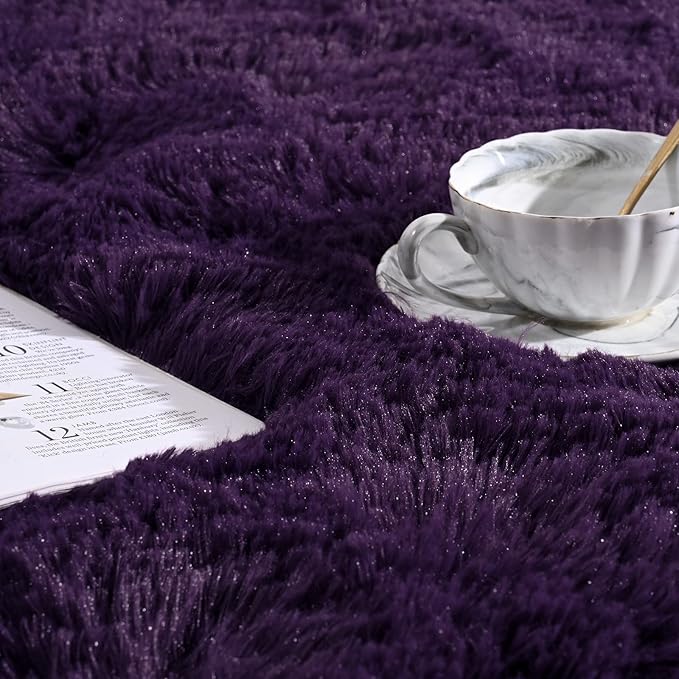 Softlife Rug for Living Room 6x9 Large Area Rug for Bedroom Super Soft Shaggy Rugs for Kids Room Fluffy Fuzzy Carpets Long Plush Bedside Rug Nursery Christmas Home Decoration for Boys Girls, Purple