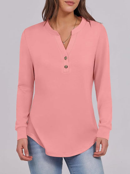 ANRABESS Women's Long Sleeve Shirts 2026 Spring Fashion Dressy Casual Tops Trendy Henley Blouses Cute Work Outfits Clothes