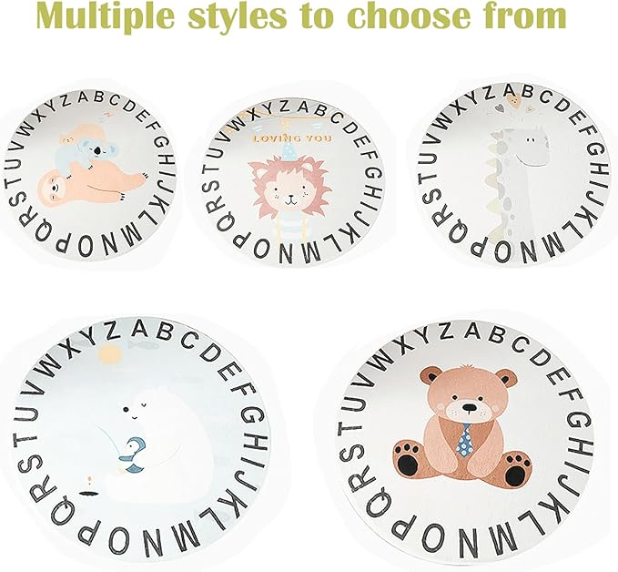 ABC Round Rug for Kids Warm and Soft Alphabet Nursery Animal Area Rugs Fun Rugs for Play Rooms Non-Slip Mats Crawling Mats Decorative Rugs for Bedrooms Living Rooms (Hedgehogs, 78in)