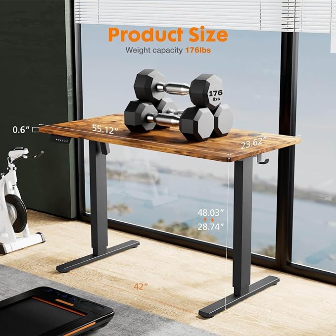 NicBex Home Office Desk 55" x 23" Electric Height Adjustable Standing Desk Computer Desk Office Desk, Sit to Stand Ergonomic Computer Desk Adjustable Desk, Brown