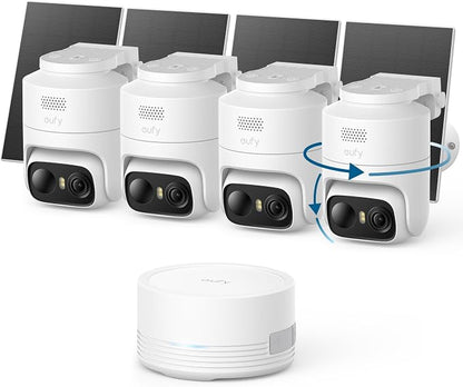 eufy Security eufyCam C37 4-Cam Kit, 360° Pan&Tilt Auto tracking, Security Cameras Wireless Outdoor, 2K Solar Powered, Human/Vehicle/Pet/Face AI Detection, No Subscription, Built-in 64GB Local Storage