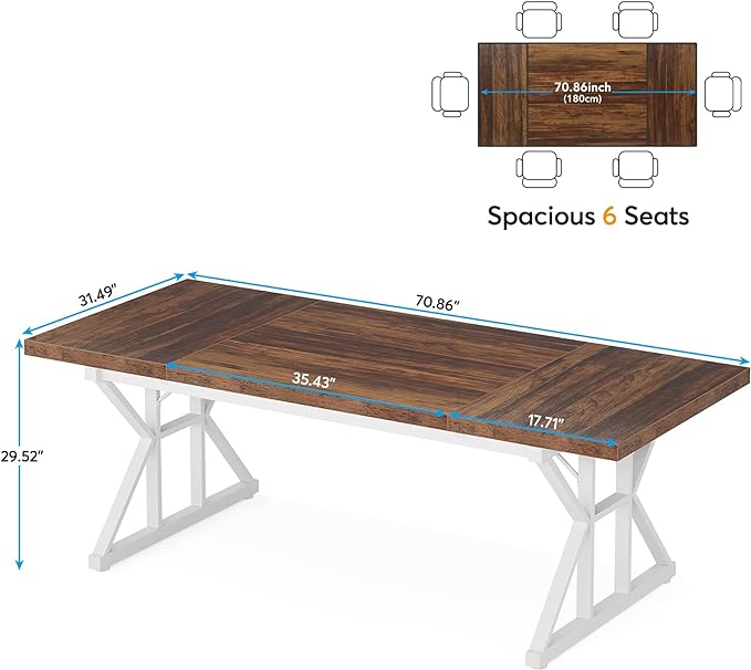 70.8-Inch Large Executive Desk, Modern Computer Office Desk, Wooden Writing Desk Study Table for Home Office