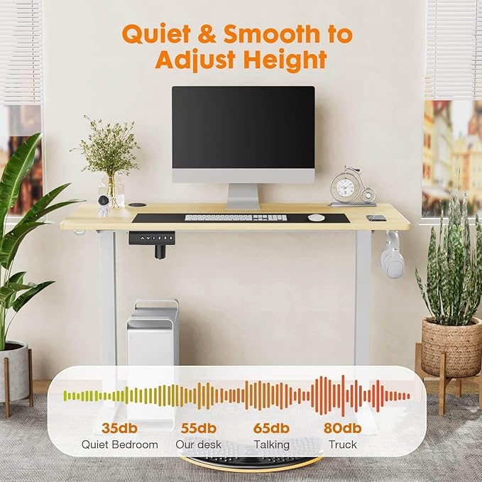 NicBex Home Office Desk 55'' x 23" Electric Height Adjustable Standing Desk Computer Desk Office Desk, Sit to Stand Ergonomic Computer Desk Adjustable Desk, Yellow