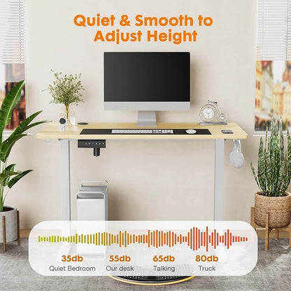NicBex Home Office Desk 55'' x 23" Electric Height Adjustable Standing Desk Computer Desk Office Desk, Sit to Stand Ergonomic Computer Desk Adjustable Desk, Yellow