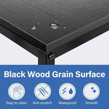 YSSOA Shelving Unit Hardwood Surface, Sofa-End Snack Desk, 21.75 Inch, Black-Thickened